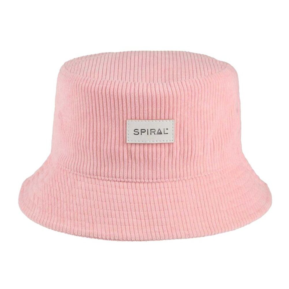 Spiral Womens/Ladies Wordmark Ribbed Cord Bucket Hat / Pink